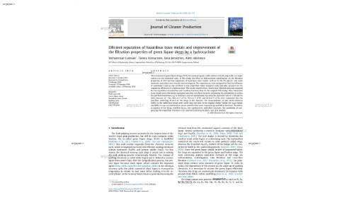 Efficient separation of hazardous trace metals and improvement of the filtration properties of green liquor dregs by a hydrocyclone